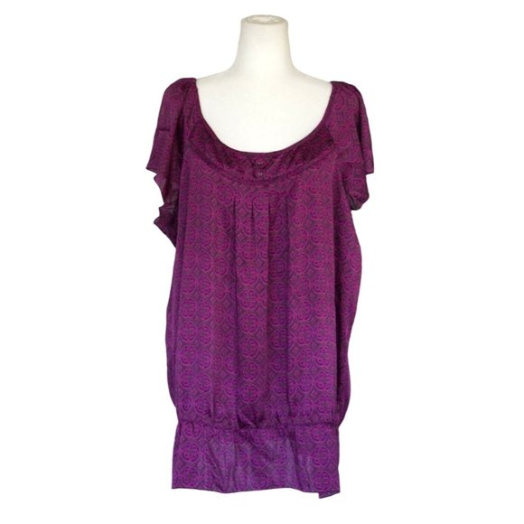 Mandala Print Top Womens Size 2X by Route 66 Purple Magenta - Picture 1 of 9